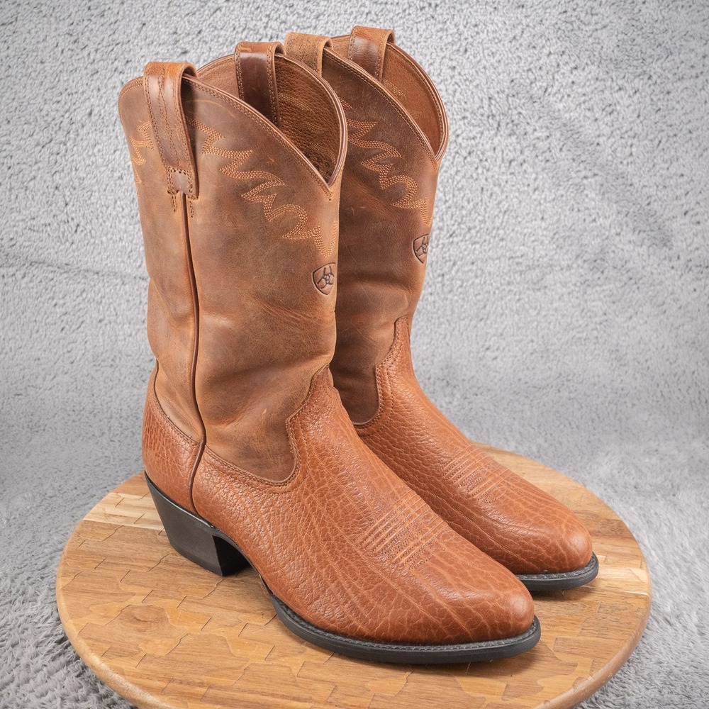 Ariat Mens Western Boots SZ 9EE Pull On Mid‎ Calf Brown Leather Cowboy 34698
